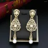 Boucles d'oreilles pendantes Sunspicems Chic cristal maroc boucle d'oreille pour femmes Royal longue goutte pendentif couleur or arabe mariée bijoux de mariage