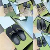 Top Designer shoes women men half slippers horsebit casual scuff slippers female is outdoor shoes a stirrup leather comfortable flat Anti-slip shoes with box