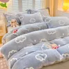 Bedding sets Warm Soft Flannel Cartoon Duvet Cover Coral Fleece Winter Thick Single Double Queen King Size Quilt cover Sided Velvet Bedding 231206