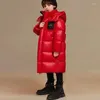 Casaco para baixo rússia inverno de alta qualidade jaqueta mais grossa crianças com capuz preto branco pato outerwear menina e meninos casacos-30 1215