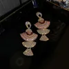 Charme FYUAN Vintage Barock Stil Geometrische Tropfen Ohrring Rosa Zirkon Kristall Sektor Baumeln Bankett Schmuck Zubehör 231205