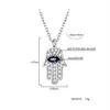 Naszyjniki wiszące boho błękitne oko prawdziwe 925 srebrna cyrkon Haksa ręka Naszyjka Fatima Lady Crystal Jewelry Choker Vintage 235s