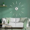 3D grand effet miroir acrylique horloge murale conception Simple Art décoratif Quartz balayage silencieux moderne mains montre 210913246p