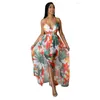 Basic Casual Dresses Floral Print Boho Maxi For Women 2022 Summer Halter Backless High Split Holiday Dress Sexy Cut Out Vacation C Dhicd