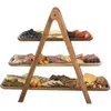 Dekorativa föremål Figurer 3 Tier Serving Tray Wood Tiered Decor Cake Stand Farmhouse Party Dishes and Platters Trays 231205