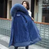 女性のトレンチコートファッションロングコートウールライナーフード付きジャケット冬の女性パーカー服