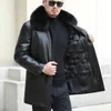 Men s Jackets YXL 8902 Winter Genuine Leather Down Jacket White Duck Filling Natural Fur Collar Plus Fertilizer Size 231206