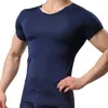 Men's Suits A2637 Man Undershirt Ice Silk T Shirts Male Nylon V-neck Short Sleeves Tops Ultra-thin Cool Sleepwear