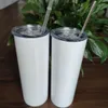 Eua ca armazém venda quente diy 20oz carro parede dupla garrafa isolada magro em linha reta sublimação tumbler em branco sublimação 126