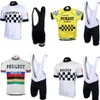 Molteni Peugeot NOVO Homem Branco Amarelo Conjunto Camisa de Ciclismo Vintage Manga Curta Roupas de Ciclismo Roupas de Equitação Terno Desgaste de Bicicleta Shor294n