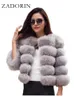 Women's Fur Faux Fur ZADORIN S-5XL Vison CombAutomne Hiver Moelleux Noir Fausse Fourrure Manteau Femmes elegant optique Chaud Fausse 231205