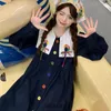 Casual Kleider Plus Größe 5XL 150 kg Frauen Lolita Kleid Herbst Vintage Kawaii Langarm Prinzessin Sailor Kragen Schwarz