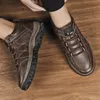 Zapatos vestidos de invierno para cuero puro tibio de seguridad gruesa tibia resistente deportes al aire libre zapatos casuales zapatillas hombre hombre