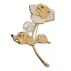 Elegante fiore delicato perla in oro con strass spille gioielli per donna spilla di lusso per banchetti per feste con fiori e piante da donna