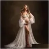 Robes de maternité 2023 Nouvelle perle blanche Pographie maille douce perlée robe élégante à manches longues hors Shoder Y Drop Livraison bébé enfants Suppli Dhund