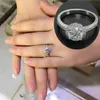 Chinese Luxury Zircon Geometry Designer Band Rings for Women classic round big stone anillos nail finger fine diamond crystal love ring jewelry gift