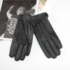 5本の指の手袋新しいシープスキングローブメンズ本物の革の薄いタッチスクリーンロインドリラインドソリッドカラーライディングドライビングQ231206