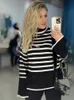 Damessweaters Zwart-wit gestreepte trui Street chic Losse top Pullover Vrouwelijke trui Lange mouw Coltrui Gebreid Geribbeld 231206