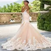 Robe De mariée sirène Champagne romantique 2024, avec des appliques en queue de poisson, en dentelle, robes De mariée élégantes, style Boho, robes De mariée Vintage