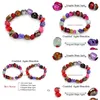 Charm armband grossist-7 chakra helande kristaller naturliga sten chips enstaka sträng kvinnor ametyst jasper agate lazi reiki drop de dhn1i