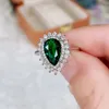 Wedding Rings CAOSHI Luxury Womens Finger for Party Bright Green Pearshaped Crystal Lady Vintage Style Accessories Gorgeous Gift 231205