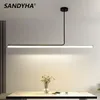 Lampy wiszące Sandyha Nowoczesne minimalistyczne paski Lampa LED sztuka Długa rurka żyrandol do jadalni Wyspa Kuchnia Oświetlenie