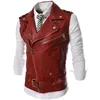 Men's Vests Suit Vest Black Lapel Collar Zipper Short Leather Fashion Casual Punk Style Gilet Men For Clothing 231205