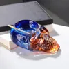 1pc Artificial Crystal Glass Ashtray, Skeleton Colorful Ashtray, Skull Shaped Ashtray,For Home Room Desk Office Bar Decor