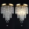 Gold Crystal Small Chandelier 3-Light Lamp Chandeliers, Flush Mount Ceiling Pendant Lighting Fixture for Bedroom, Living Room, Dinning Room