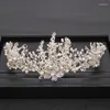 Pinces à cheveux tendance, couronne de mariage faite à la main, strass baroques, perles, cristal, accessoires de bandeau de mariée