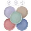 Dinnerware Sets 5pcs Wheat Straw Plates Unbreakable Lightweight Dinner Reusable Sturdy Set For Home Kitchen