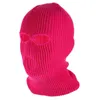 Bandanas malha chapéu tricô máscara de esqui rosto cheio balaclava proteção contra frio 3 furos de malha