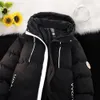 Mens Down Parkas Parka Jackor Män med huva kläder Streetwear Solid Color Puffer Jacket Hoodie Coats Winter Clothes 231206