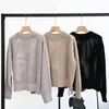 2024 Black/Khaki/Light Gray Pullovers Designer O Neck Long Sleeves Hollow Out Women Sweaters Wool Cashmere Milan Runway Sweaters Womens 120809