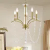 Lustres en cristal pour salle à manger, luminaire de lustre doré à 5 lumières pour chambre à coucher, plafonnier à bougie contemporain élégant et moderne pour le salon