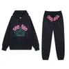 24ssdesigner Hoodies Running Volume Sp5der Spider Web Letter Star with Plush Hooded Sweater and Pants High Street Set