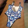 Retro impressão de uma peça banho verão sem costas maiô secagem rápida acolchoado maiô feminino natação ao ar livre biquinis