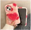 Cajas del teléfono celular 3D lindo amor corazón peludo invierno cálido piel de peluche caja del teléfono para iPhone 14 13 12 11 Pro XS Max Plus Soft Fluffy Back Cover Case J231206