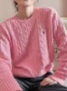 Camisetas de punto para mujer, suéter de punto torcido Vintage de manga larga, color rosa, gris y negro, prendas de punto holgadas, jersey, ropa femenina G211