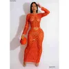 Basic Casual Dresses Sexy Shinny Sequined Knit Rib Long Dress Women Summer 2023 Hollow Out See Through Club Beach Wear Er Maxi Y2K Dhgzp