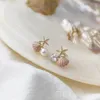 Boucles d'oreilles bohème en forme d'étoile de mer, ensemble de perles multicolores avec broche argentée en Zircon, accessoires de mer