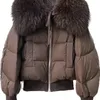 Designer Women's Down Jacket, vinter kort och mångsidig, kvinnors stora päls krage huva, cederträ mångsidig, vinterparutrustning, par tjocka toppar, varma och stormiga jackor