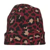 Berets Leopard Animal Skin Red Skullies Bons de bonnet Hip Hop Men Homme Femmes Capeur de rue Chauffeur à double usage