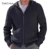 Suéter dos homens Homens Outono Tricô Inverno Casacos Quentes Mens Com Capuz Top Cardigans Europeu Moda Zipper Bolso Camisola Jumpers 2023 231205