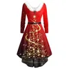 Casual Dresses Party For Women Daily Ankle-Length Womens 2023 V-Neck Long Sleeves Christmas Frocks Vestido Feminino