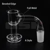 Estilo A Borde biselado con soldadura completa Estilo B Parte superior plana con soldadura no completa 20 mm OD Terp Slurper Banger de cuarzo con tapa de cuarzo / Perlas de rubí de 6 mm para tuberías de agua Dab Rigs