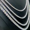 Collier Bracelet Pass testeur de diamant glacé Bling Moissanite diamant Hip Hop bijoux 925 chaîne de Tennis en argent