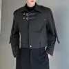 Men's Jackets Fashion Mens Jacket Workwear Leather Buckle Silhouette Streetwear Solid Lapel Long Sleeve Loose Casual Crop Coats 231205