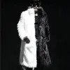 Men's Fur Faux Winter men's fur coat long casual warm jacket black and white colored windbreaker 231205