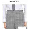 Men'S Pants Fashion Brand Men Casual Suit Pants Gray Plaid Black Striped Spring And Autumn Business Formal Trousers Drop Delivery Appa Dh5Db